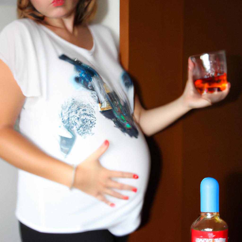 Pregnant woman avoiding alcoholic beverage