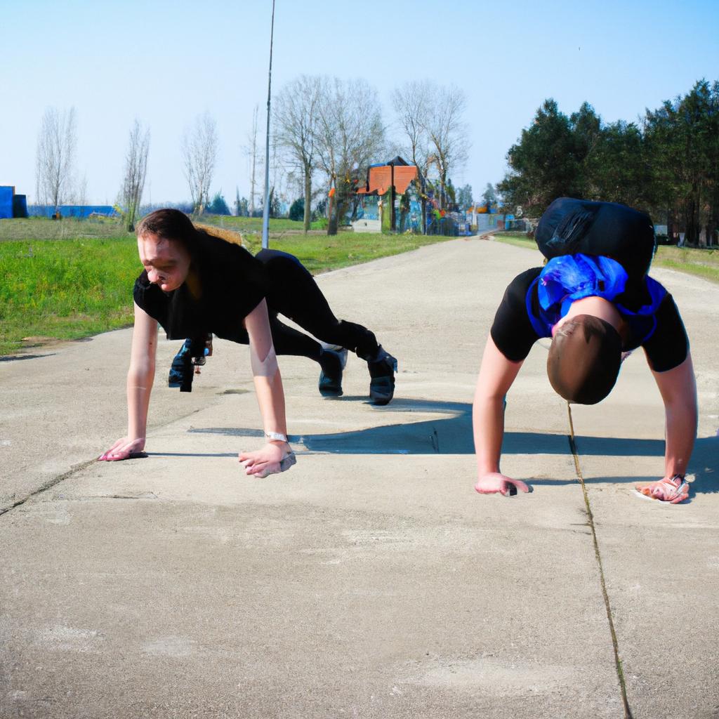 Man and woman exercising together